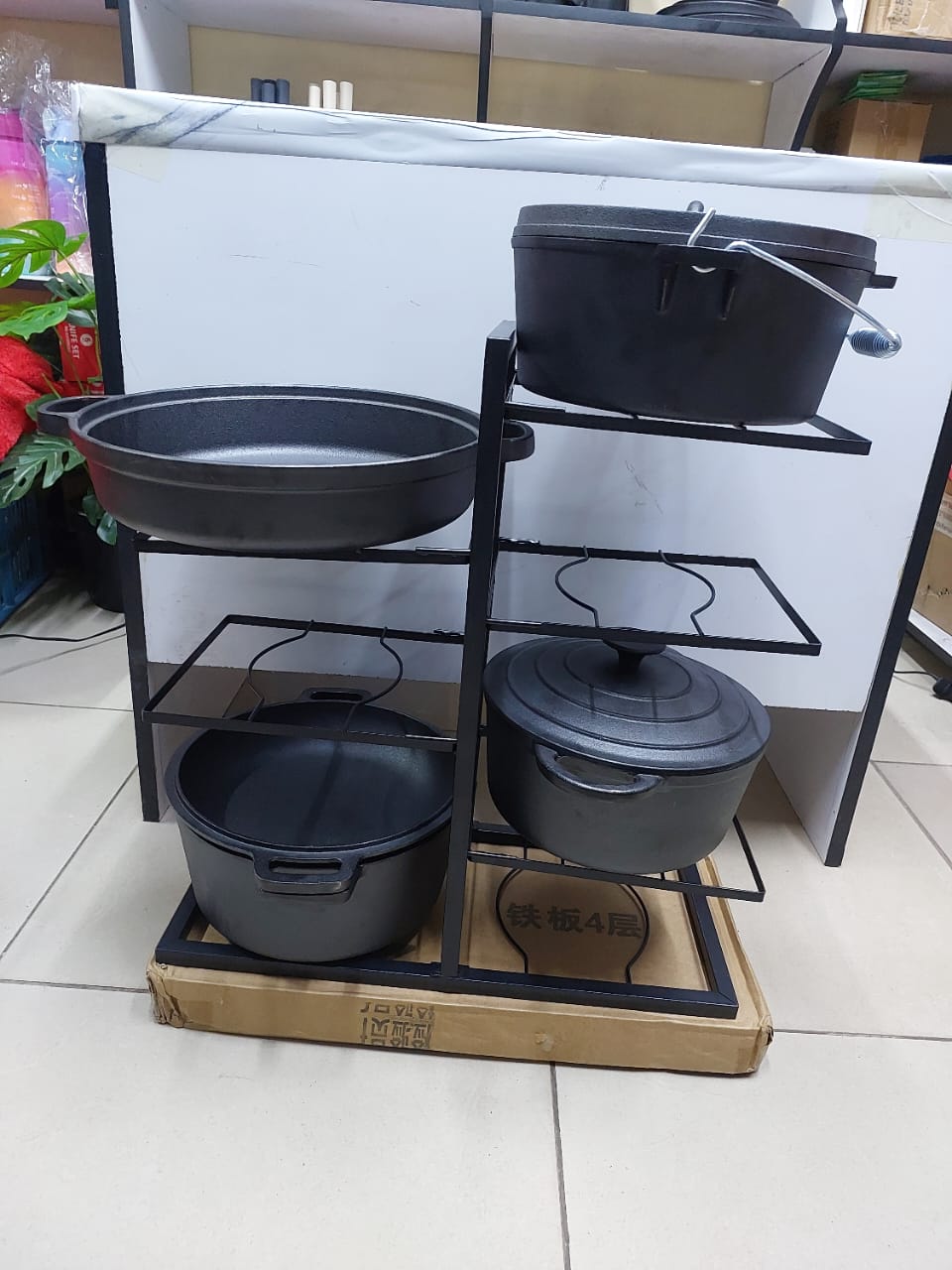 Multilayer metallic pot storage rack