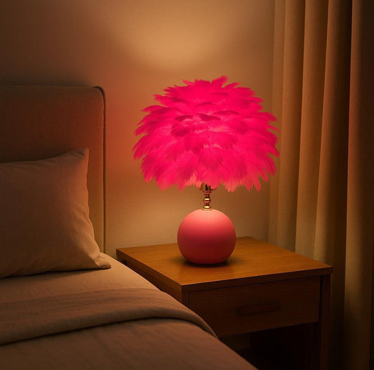 PINK 💕Medium sizes Feathers like Bedside lamp