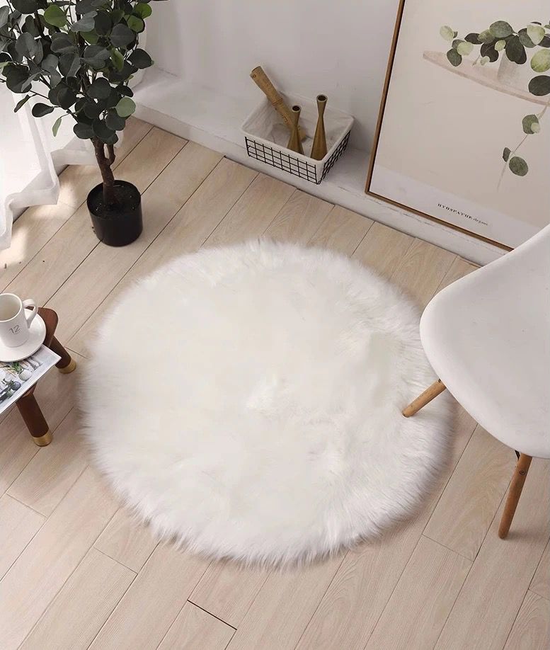 High quality Shaggy white faux fluffy fur rag