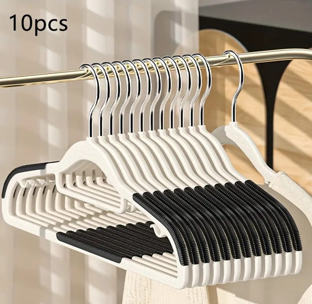 10 pcs Velvet Non-Slip Hangers with Tie Bar