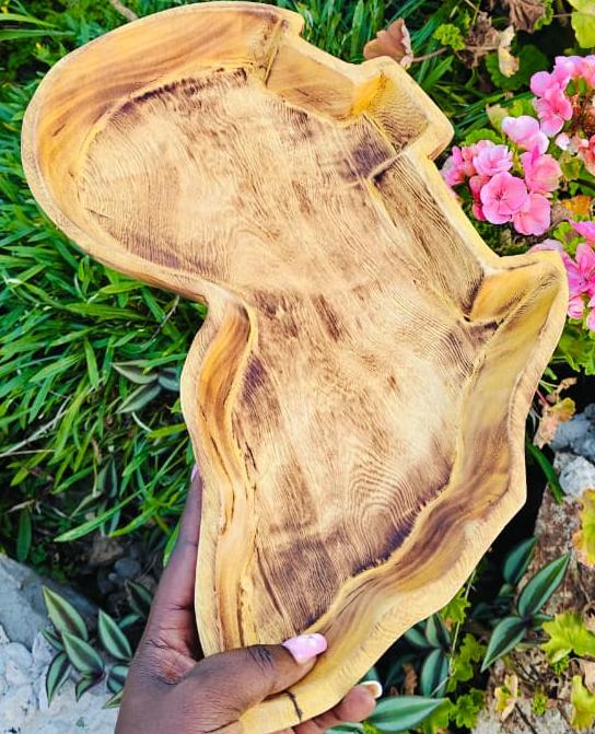 Africa-Shaped Wooden Bowl