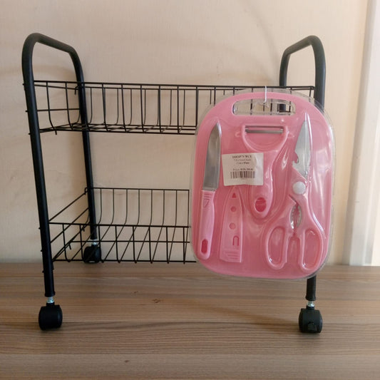 2 tire storage rack with knife set