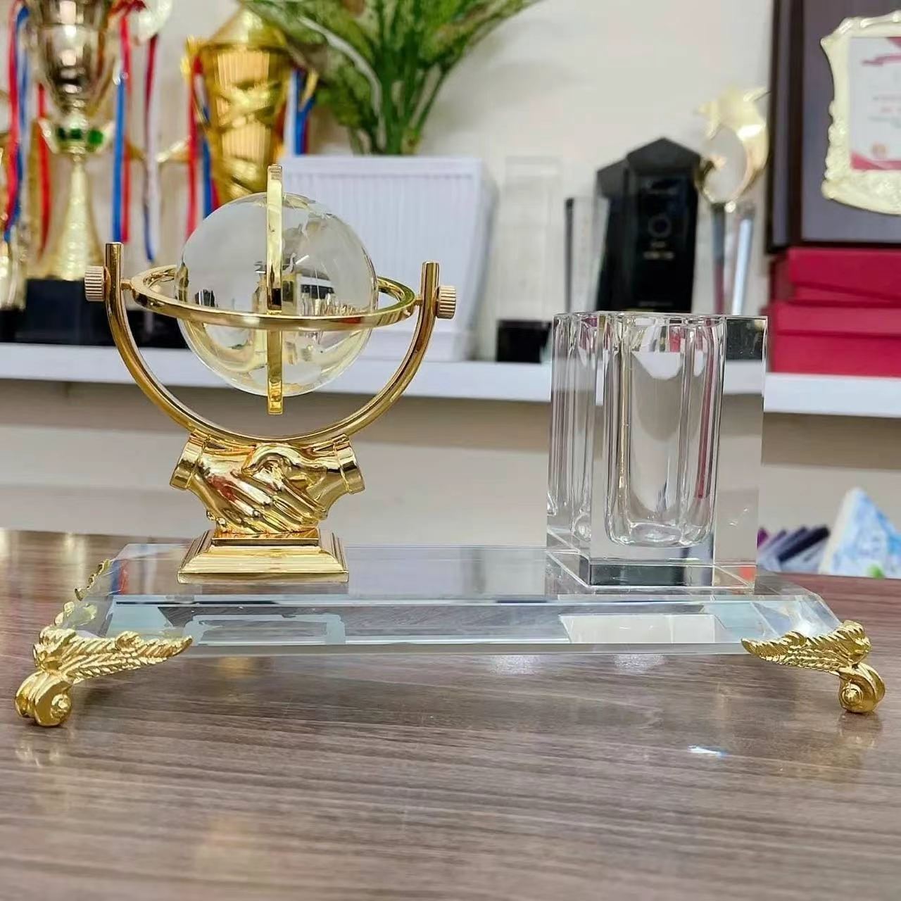 GLOBAL EXECUTIVE CRYSTAL DESK ORGANIZER