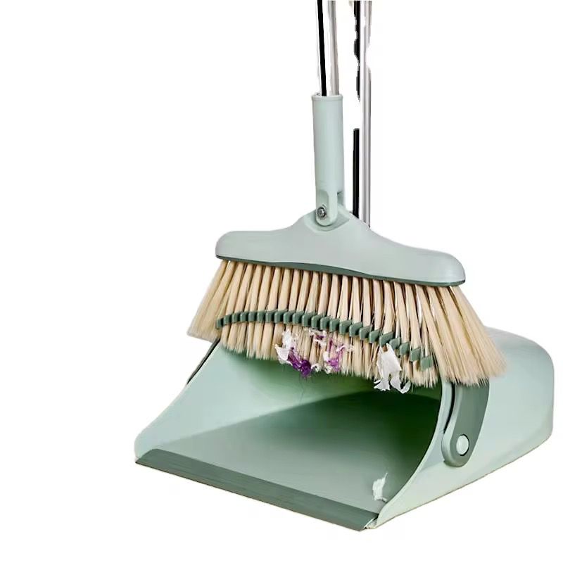 Broom and scoop folding dustpan set