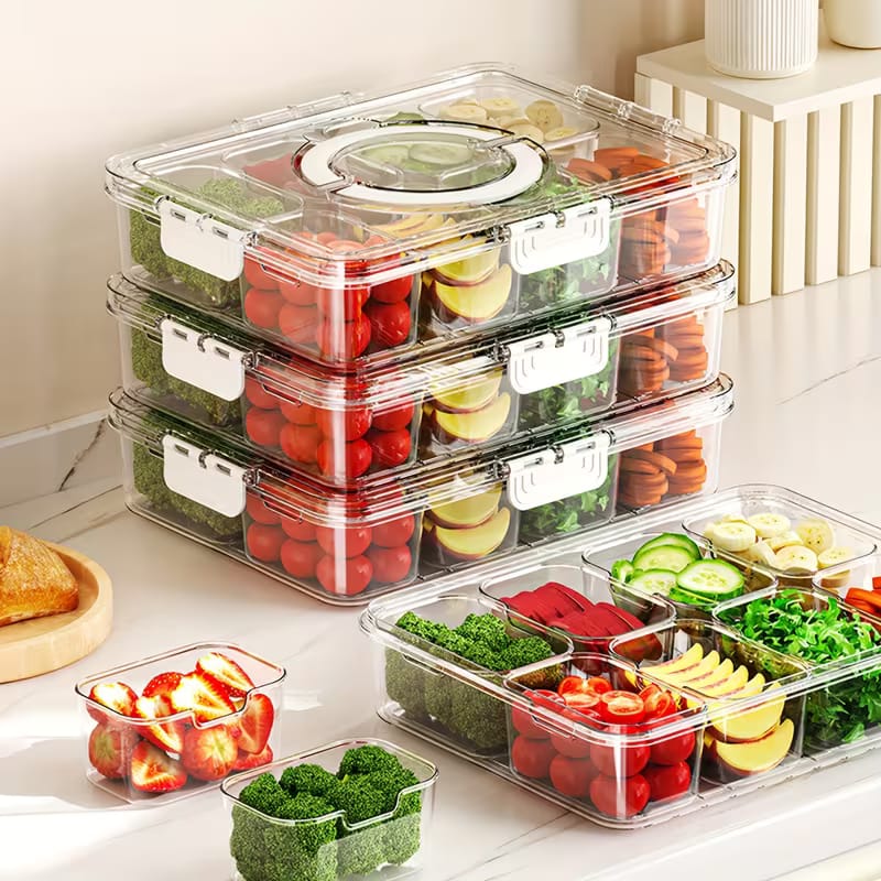 8-compartment clear fridge box