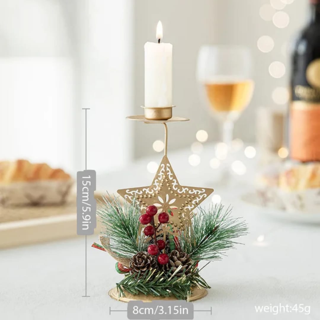 Christmas Candle Holder Santa Claus Elk tree Golden Iron Candlestick New Year Table Ornaments Xmas Gift Decor for home