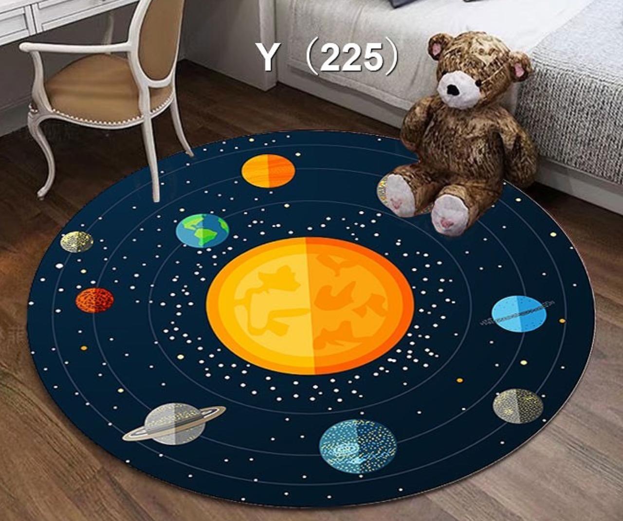 Round Mat ; Beautiful design, perfect for my living room, Bedside, Study room .The colors are vibrant and eye-catching, Great quality, durable . Size 120 cm