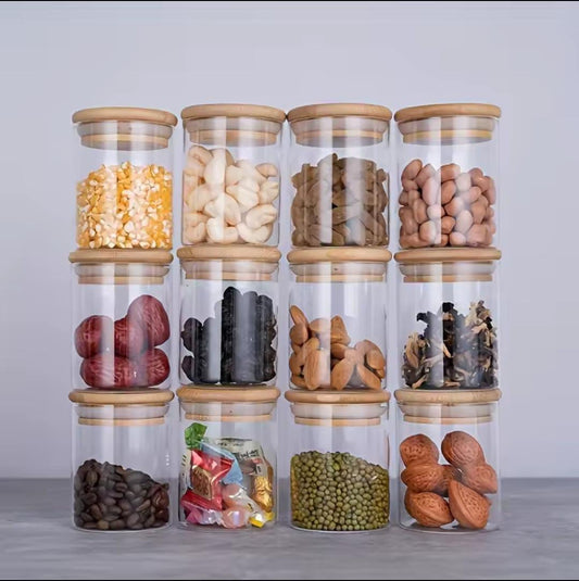 12pcs Borosilicate glass spice jars with sticker and pen