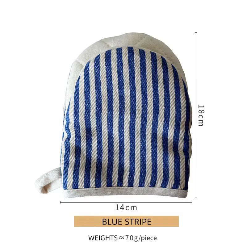Striped cotton oven mitts (potholder)