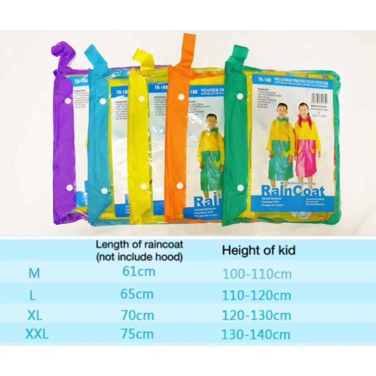 Light PVC Child/Kids Hooded Schoolbag Rain Coat