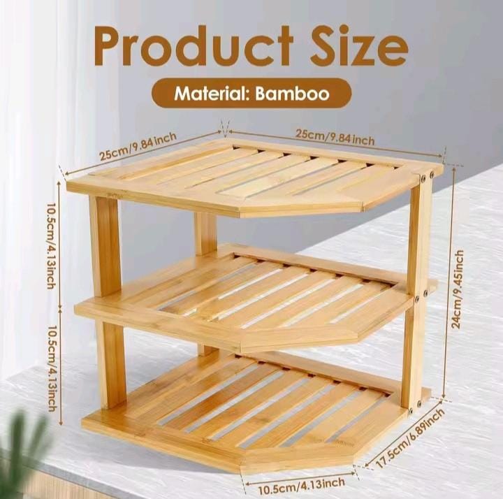 3 in 1 bamboo kitchen corner rack