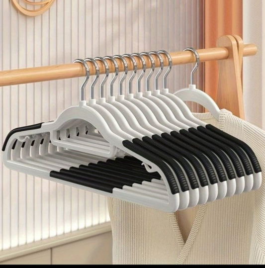 10 pcs Velvet Non-Slip Hangers with Tie Bar