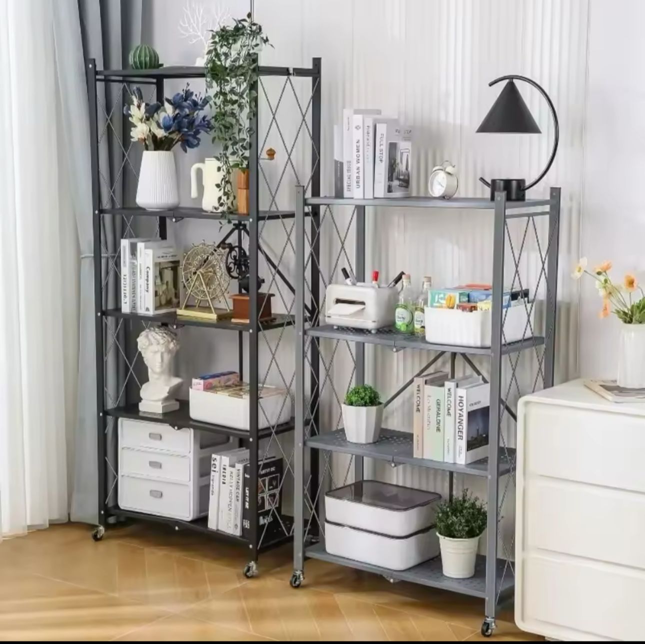 5_Tier Foldable Multipurpose Rack With Shelves & Wheels