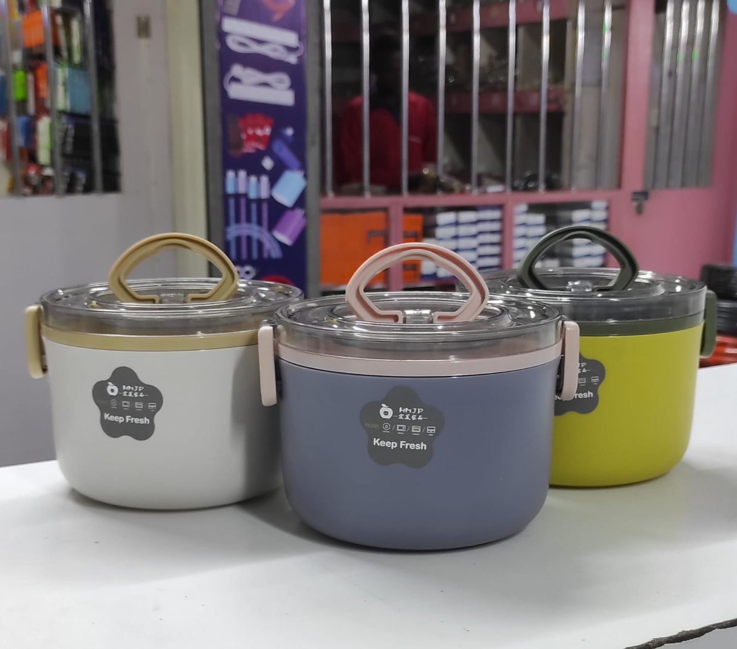 Heated clear lid Lunch Box, Stainless Steel Round Lunch Box, Thermal Insulation Lunch Box Double Insulation Tableware Food