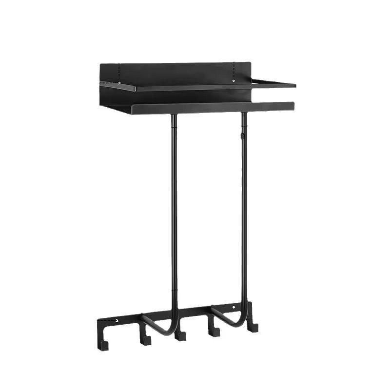Multifunctional bathroom towel holder with metal shelf and 5 hooks / wall mounted towel rack