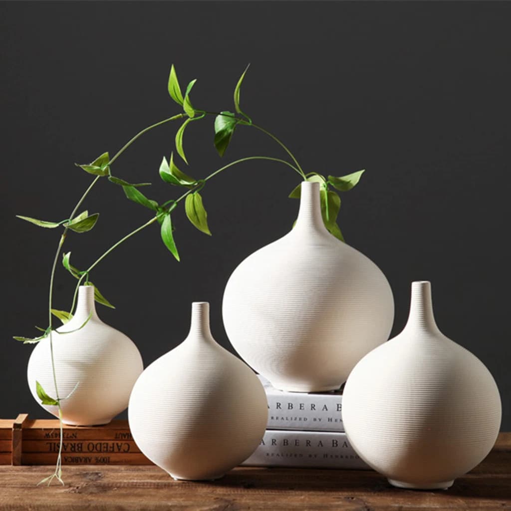 Minimalist In Style Modern Nordic Home Decoration Round Shape Porcelain Flower Vase