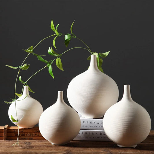 Minimalist In Style Modern Nordic Home Decoration Round Shape Porcelain Flower Vase