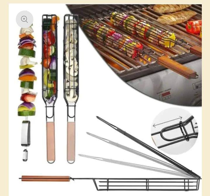 1 pc Barbecue wooden handle durable high-quality reusable strong stainless rack