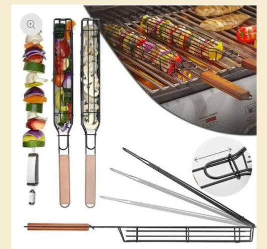 1 pc Barbecue wooden handle durable high-quality reusable strong stainless rack
