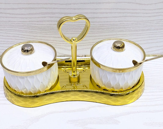 2pcs ceramic sugar dishes with stand