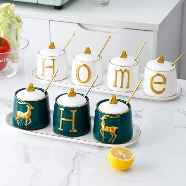 Luxurious sugar/spice dish set