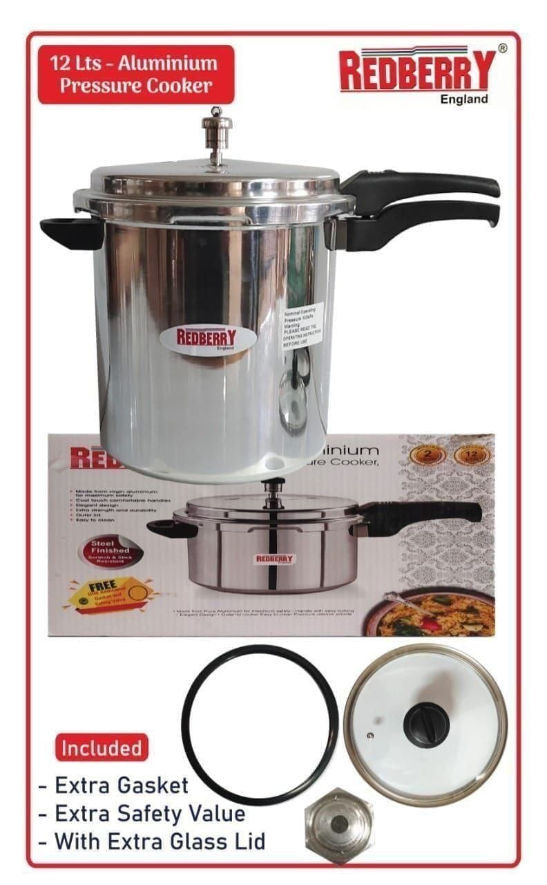 REDBERRY PREMIUM RANGE
ALUMINIUM PRESSURE COOKER: WITH GLASS LIDS