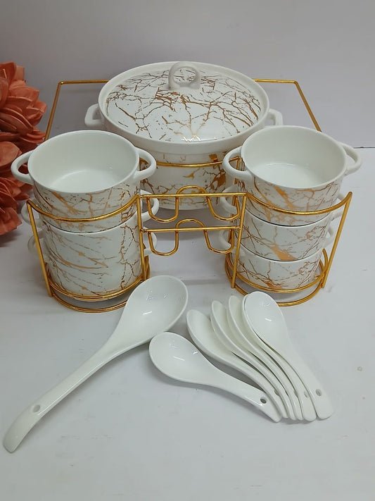 15PCS SOUP CEREMIC SET white