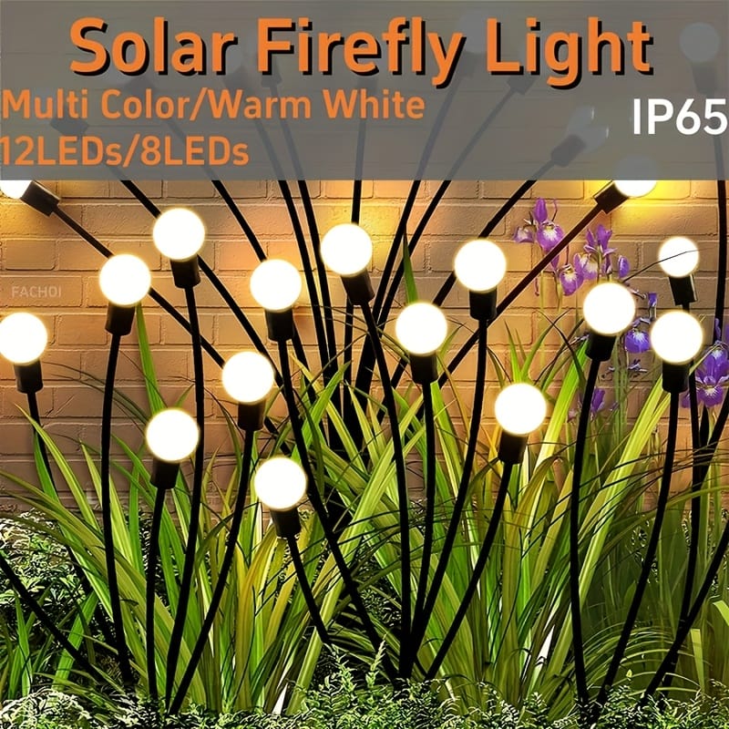 2 Pack Solar Powered Firefly Swaying Lawn Lights for Outside