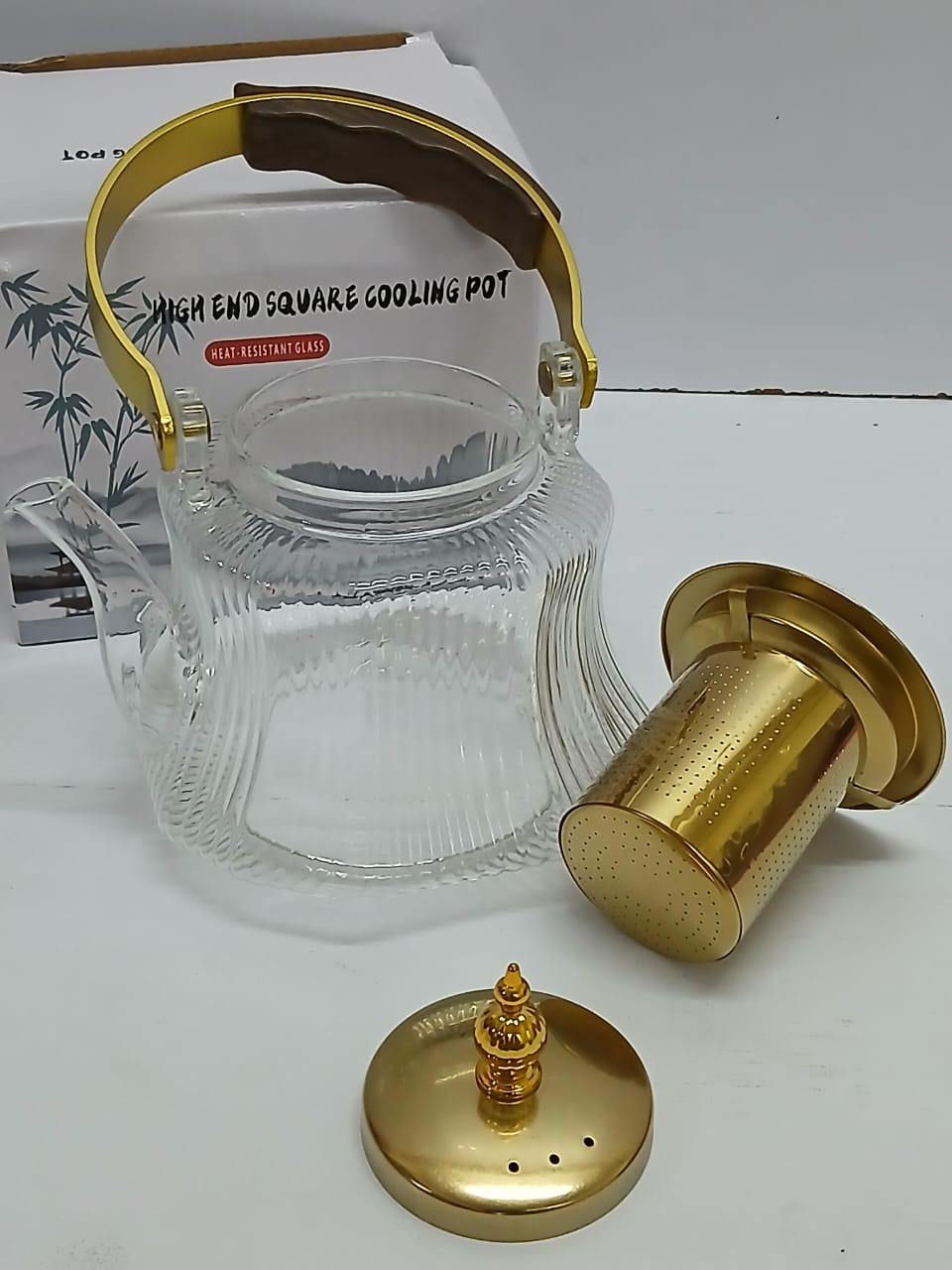 Heat resistant Glass Teapot with Strainer infuser