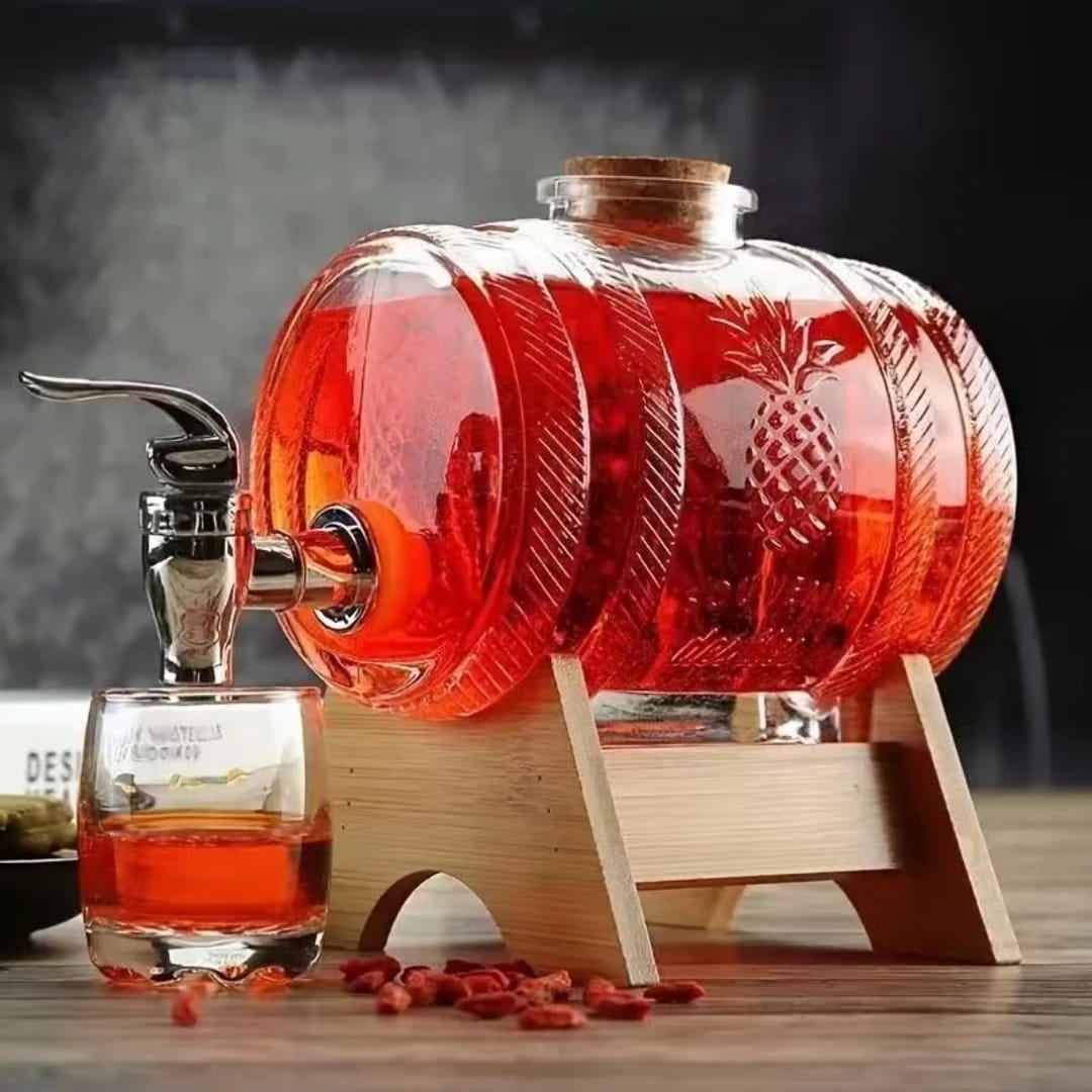Wine barrel beverage dispenser