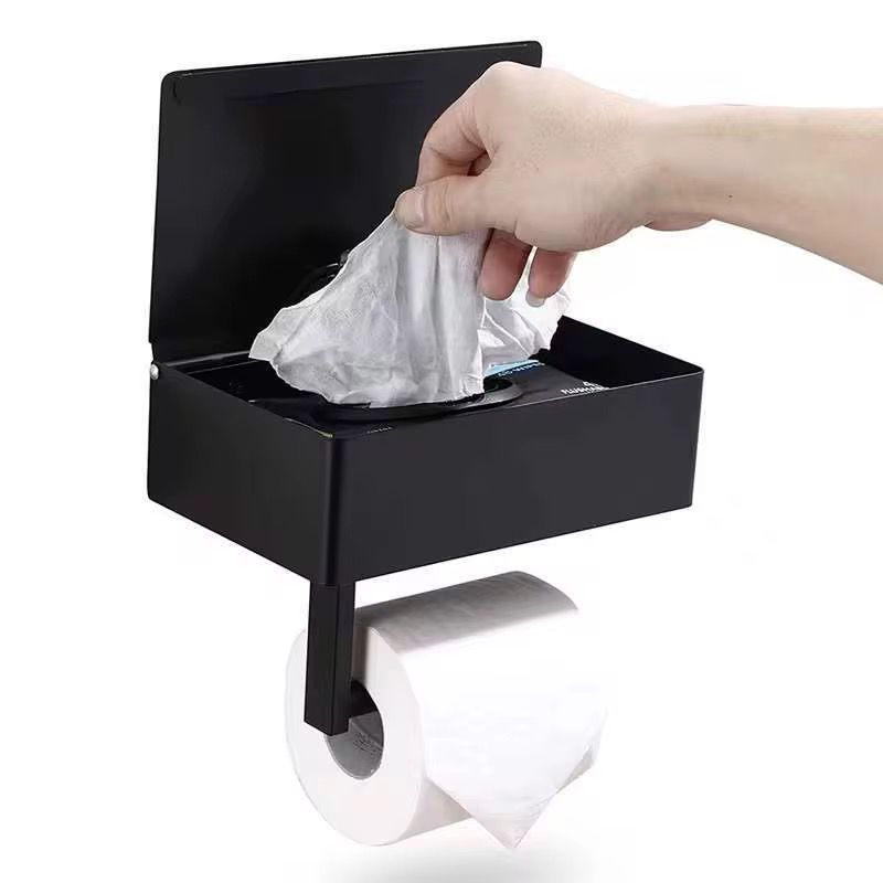 Stainless steel roll paper rack/ Tissue holder/ Toilet paper holder with storage box