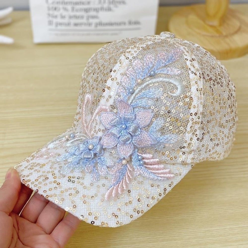New Summer Lace Baseball Cap Mesh Embroidered Flowers Sunscreen Hat Breathable Rebound Cap For Women Girls