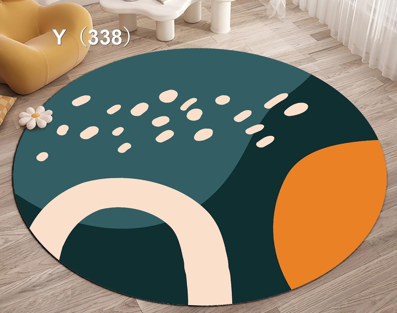 Round Mat ; Beautiful design, perfect for my living room, Bedside, Study room .The colors are vibrant and eye-catching, Great quality, durable . Size 120 cm