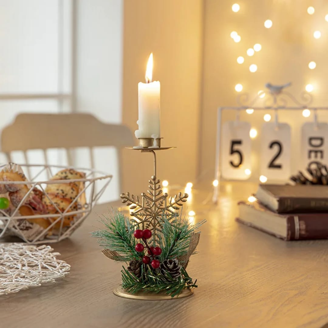 Christmas Candle Holder Santa Claus Elk tree Golden Iron Candlestick New Year Table Ornaments Xmas Gift Decor for home