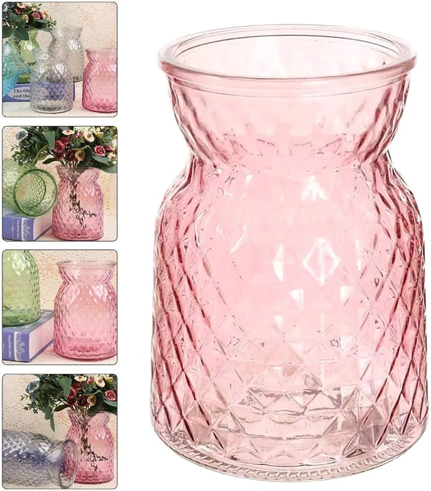 Lattice waisted glass vase