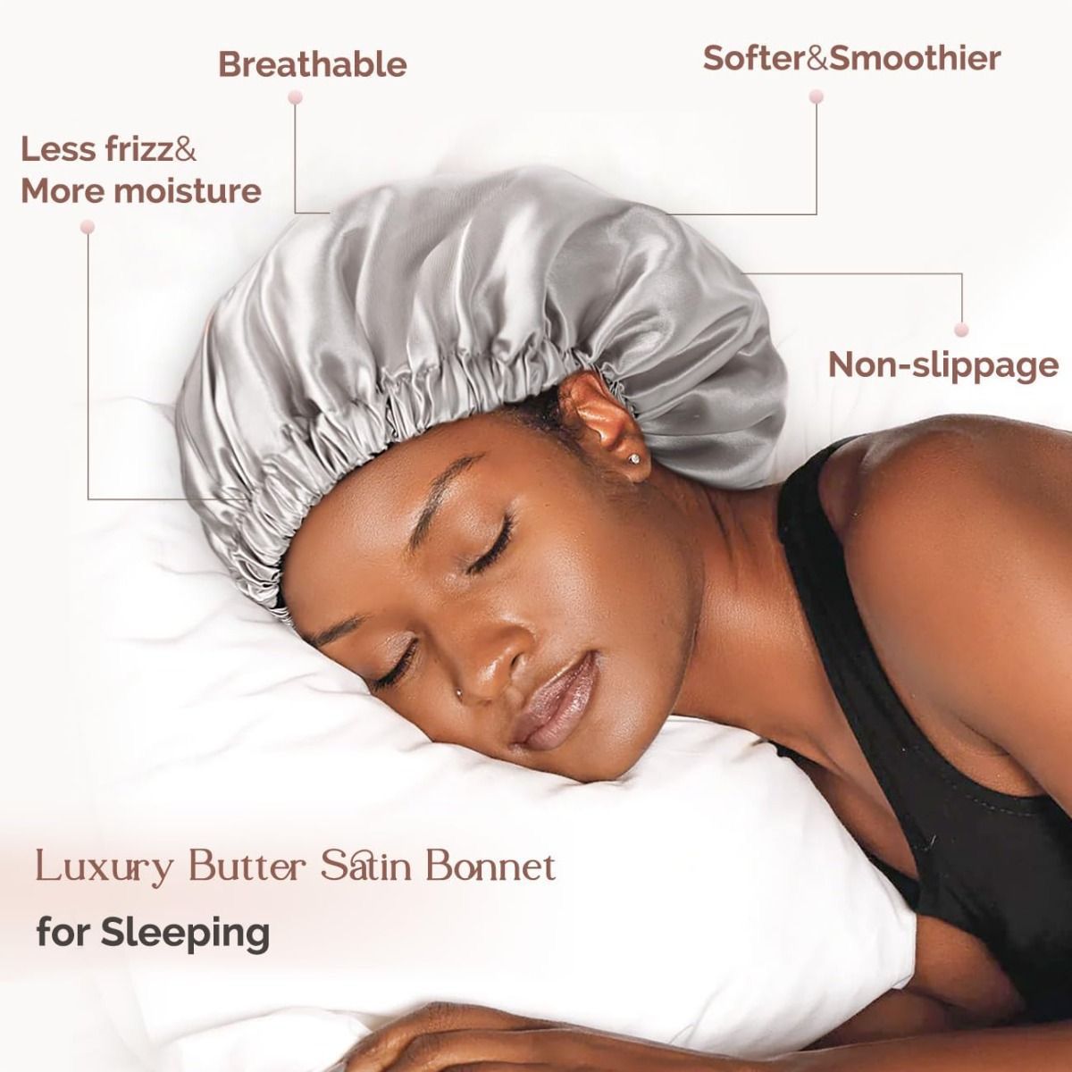 Adjustable sleeping satin hair bonnet