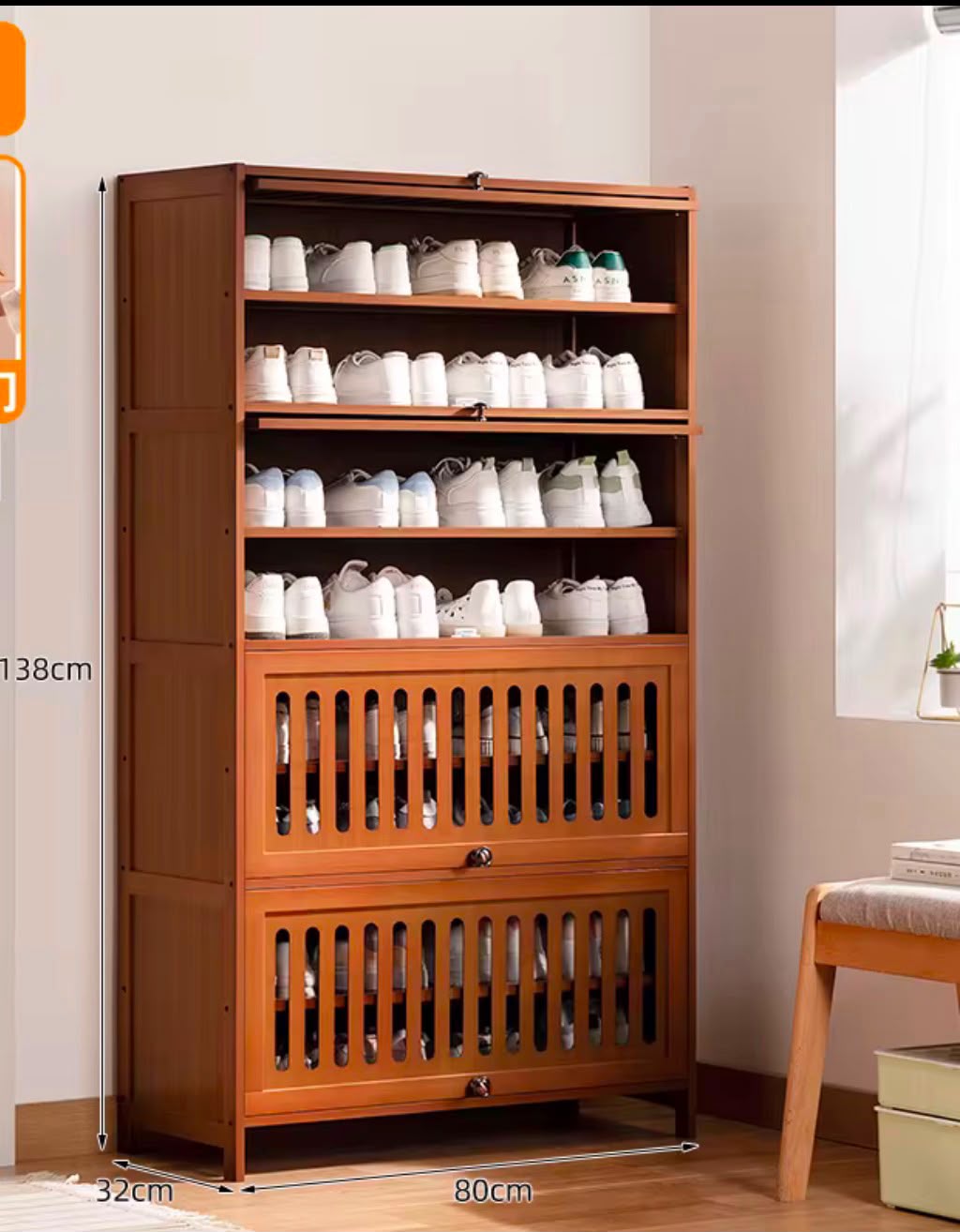 9Layer Bamboo Shoe Rack/Storage Cabinet