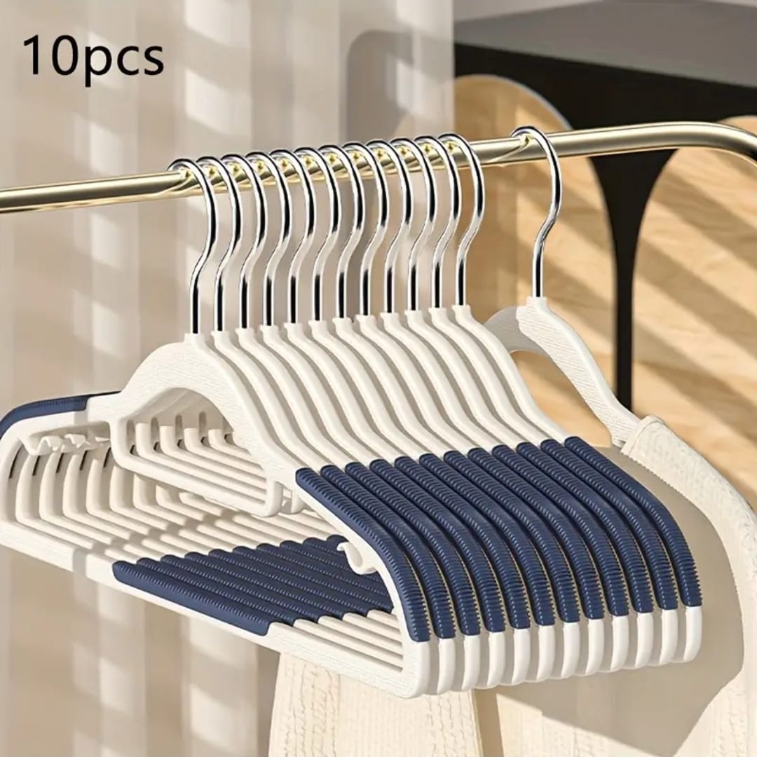 10 pcs Velvet Non-Slip Hangers with Tie Bar