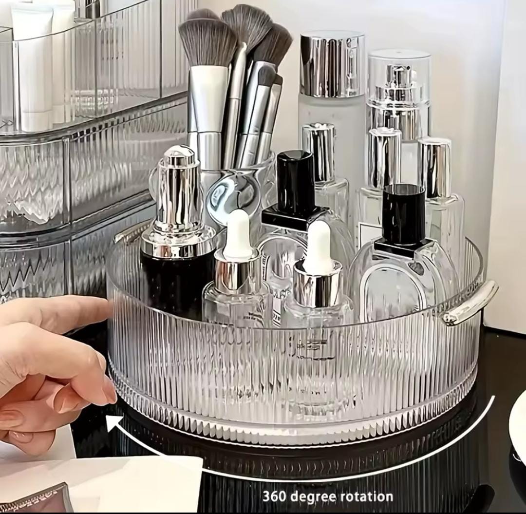 Ribbed acrylic lazy Susan/cosmetic organizer .