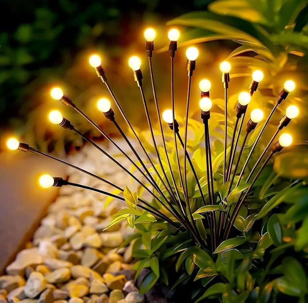 2 Pack Solar Powered Firefly Swaying Lawn Lights for Outside