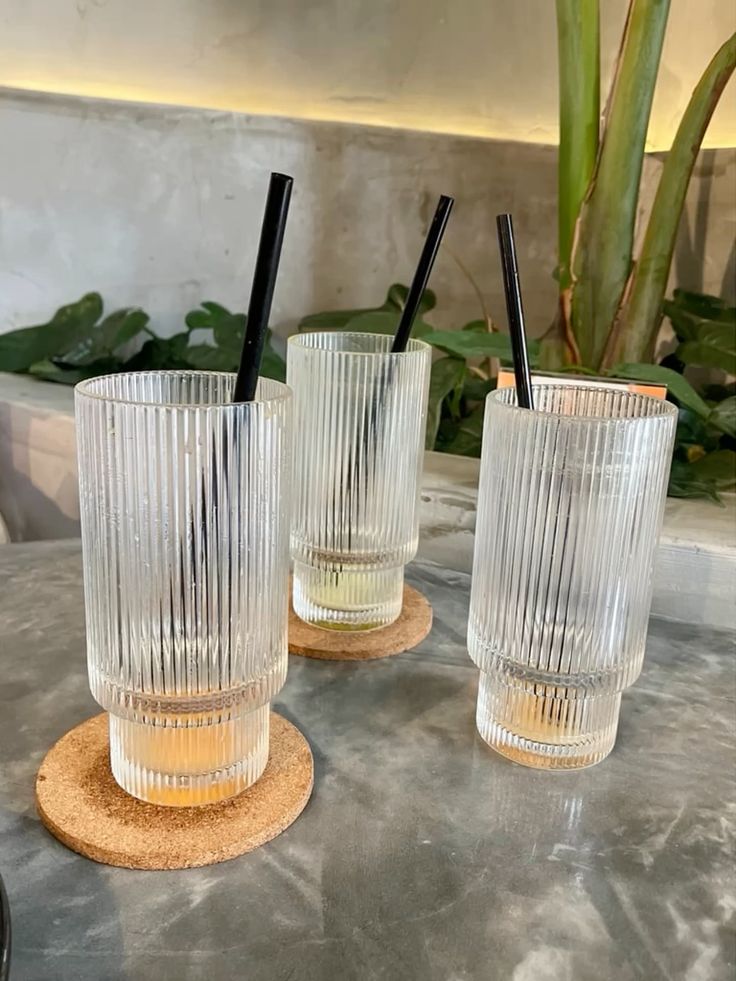 6pc Elegant Ribbed Glass Tumbler
