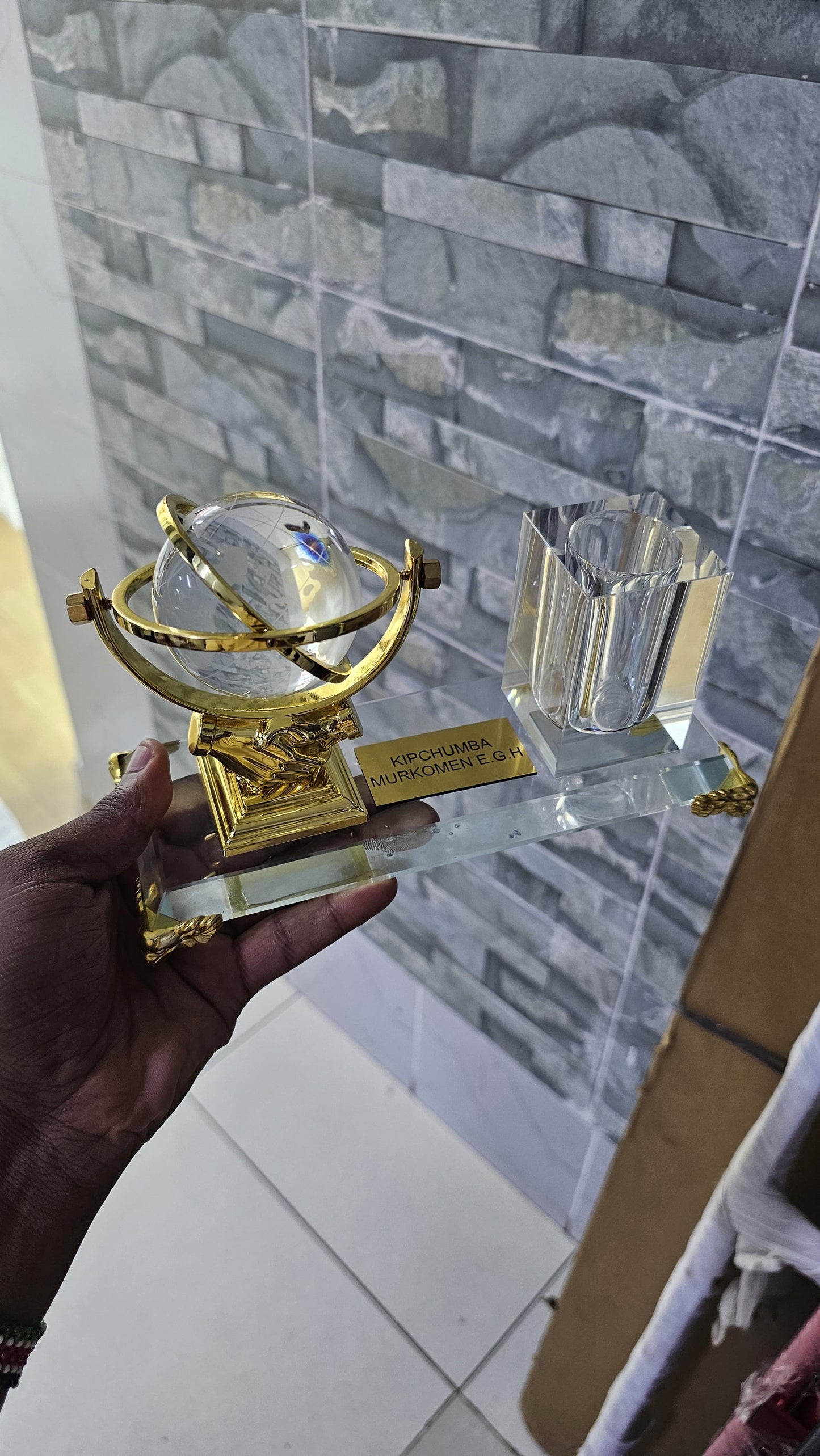 GLOBAL EXECUTIVE CRYSTAL DESK ORGANIZER