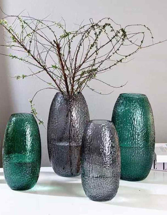 Oval glass flower vase
