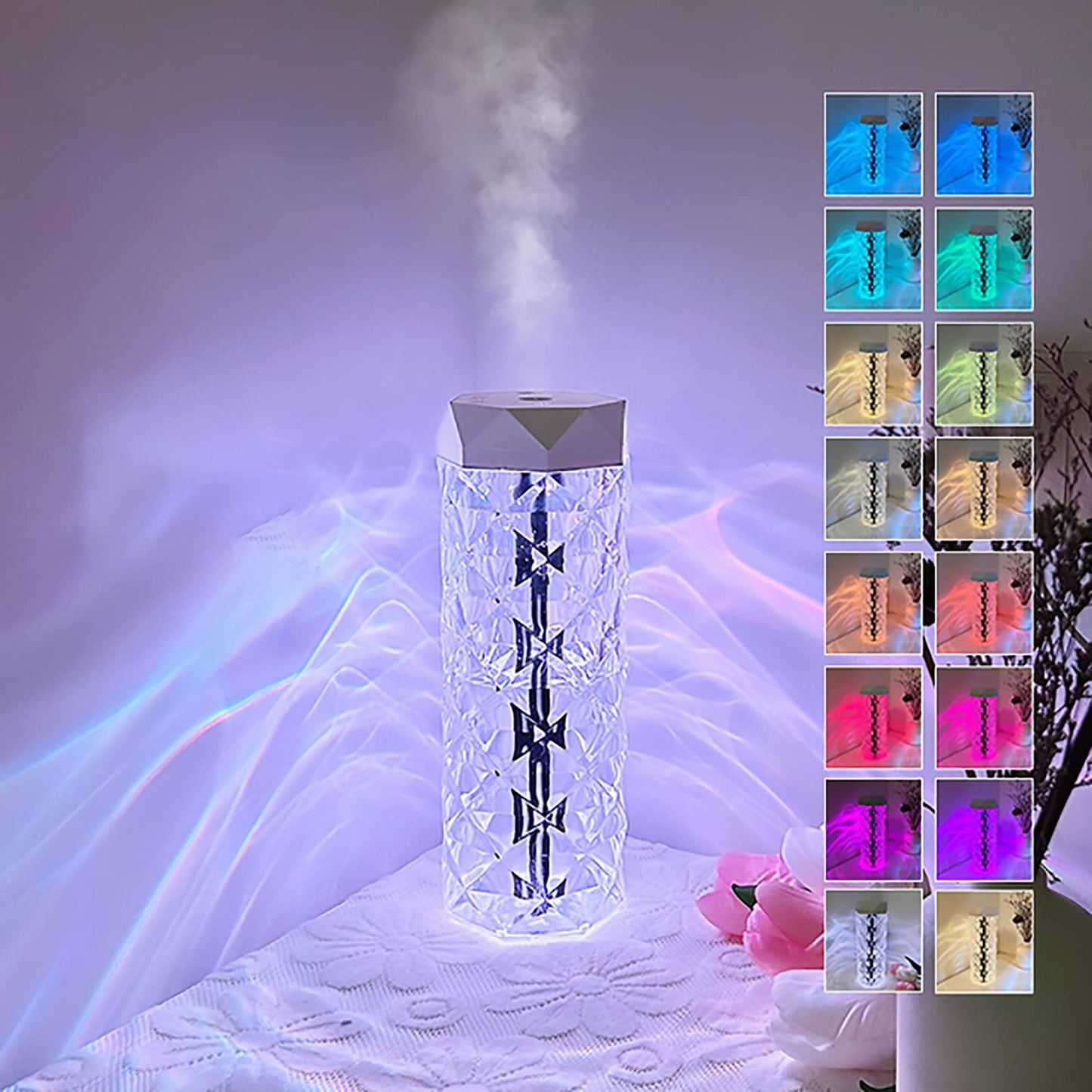High quality crystal 1L Intelligent Humidifier with 7 different colors