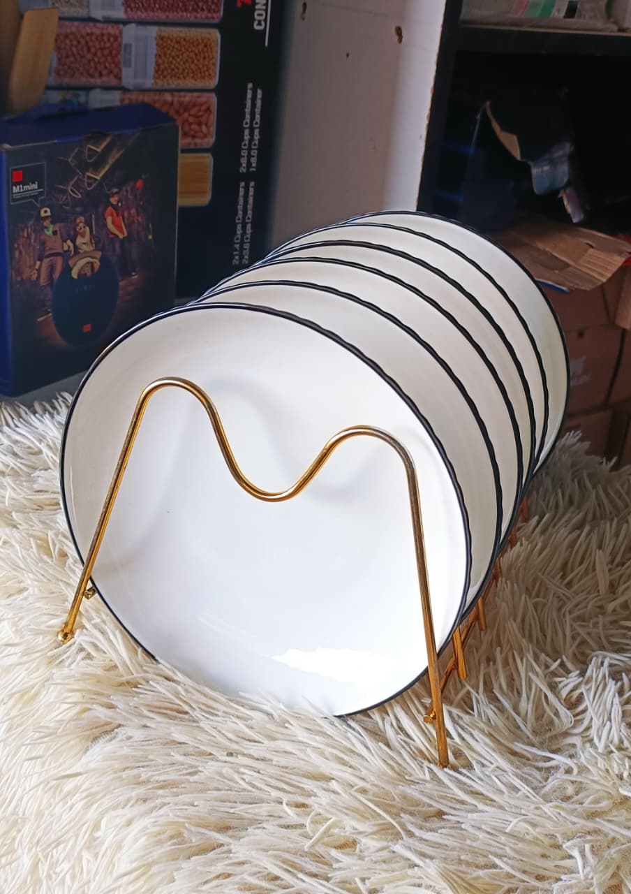 Black rimmed white Plates