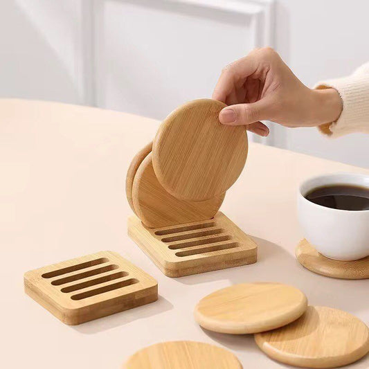 Eco-Friendly Heavy Duty Bamboo Coasters
6pcs bamboo coasters + 1 holder rack