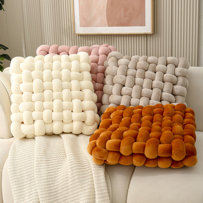 Scandinavian Ins Cushion Woven Pillow Square Plush Home Cushion Sofa Cushion Decorative Bay Window Cushion