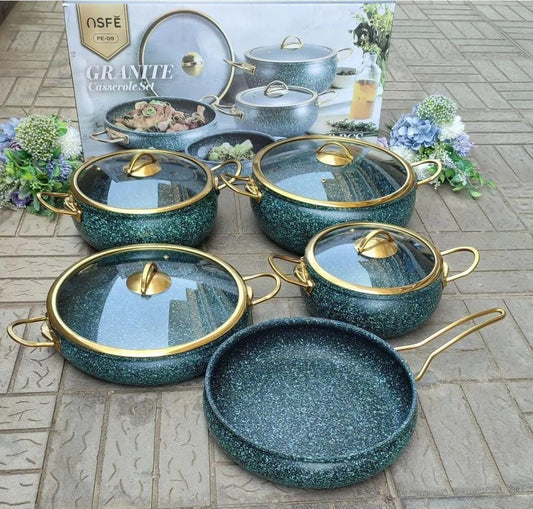 9PCS GRANITE COATING KITCHEN COOKWARE SET / Cooking pots