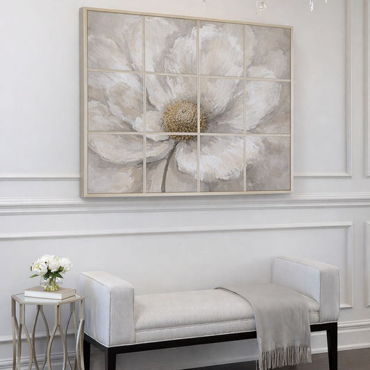 Elegant floral textured wall art set featuring soft neutral tones and artistic detailing for a timeless decorative touch.