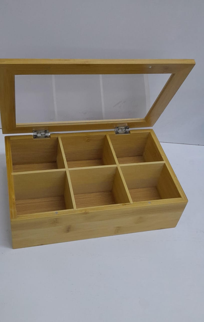 6 slots Bamboo wooden TEABAG ORGANISER  

*✅Water resistant and moisture proof..*